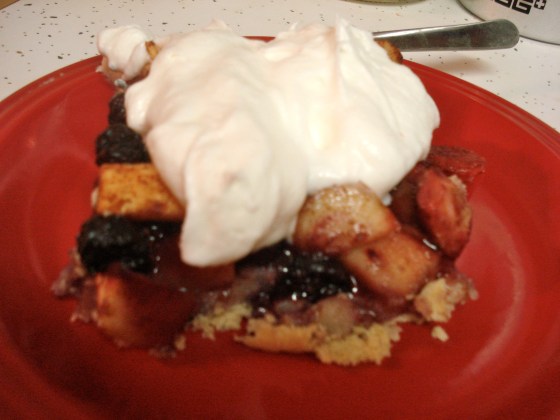 cobbler with whipped cream