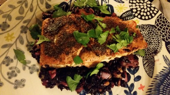 Friday night's dinner: Mexican spiced salmon with black rice