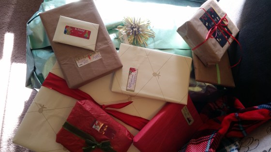 wrapped gifts recycled paper